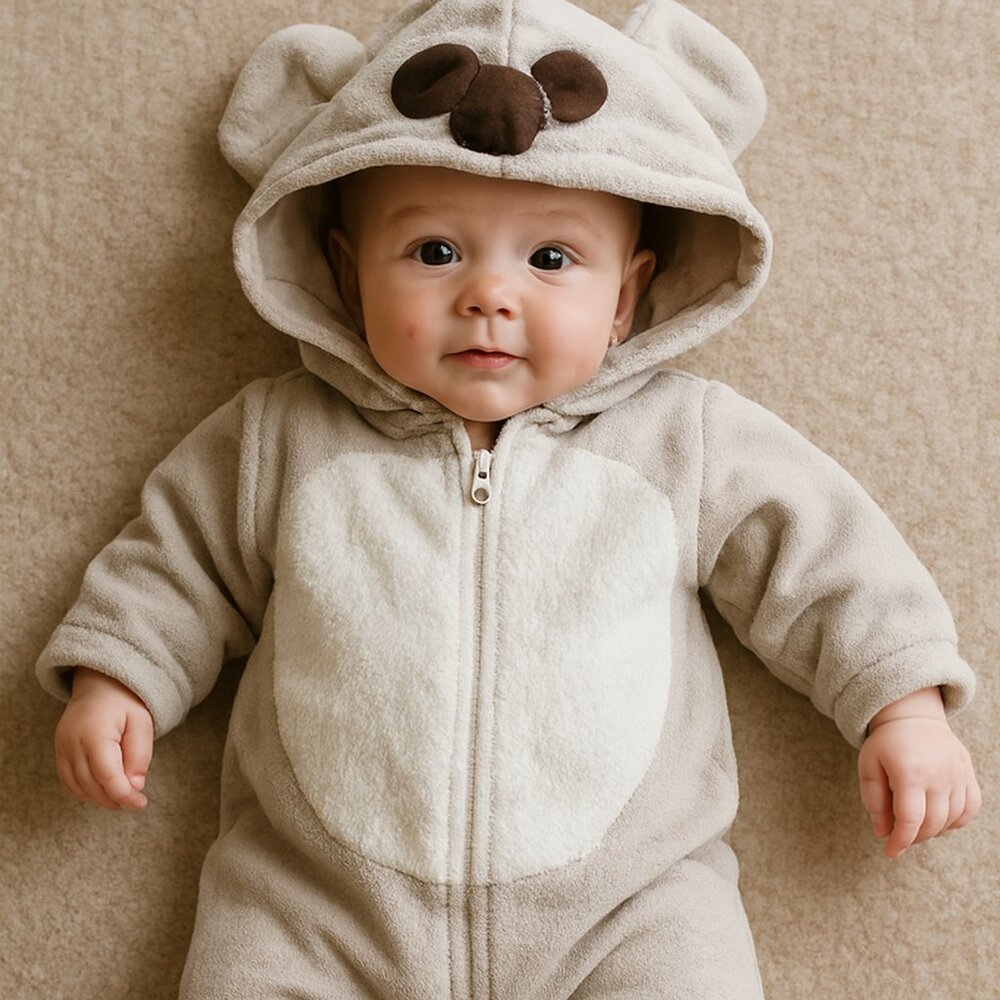 Cat & Jack Hooded Reindeer One Piece 12M Full Zip Jumpsuit Holiday Unisex Warm